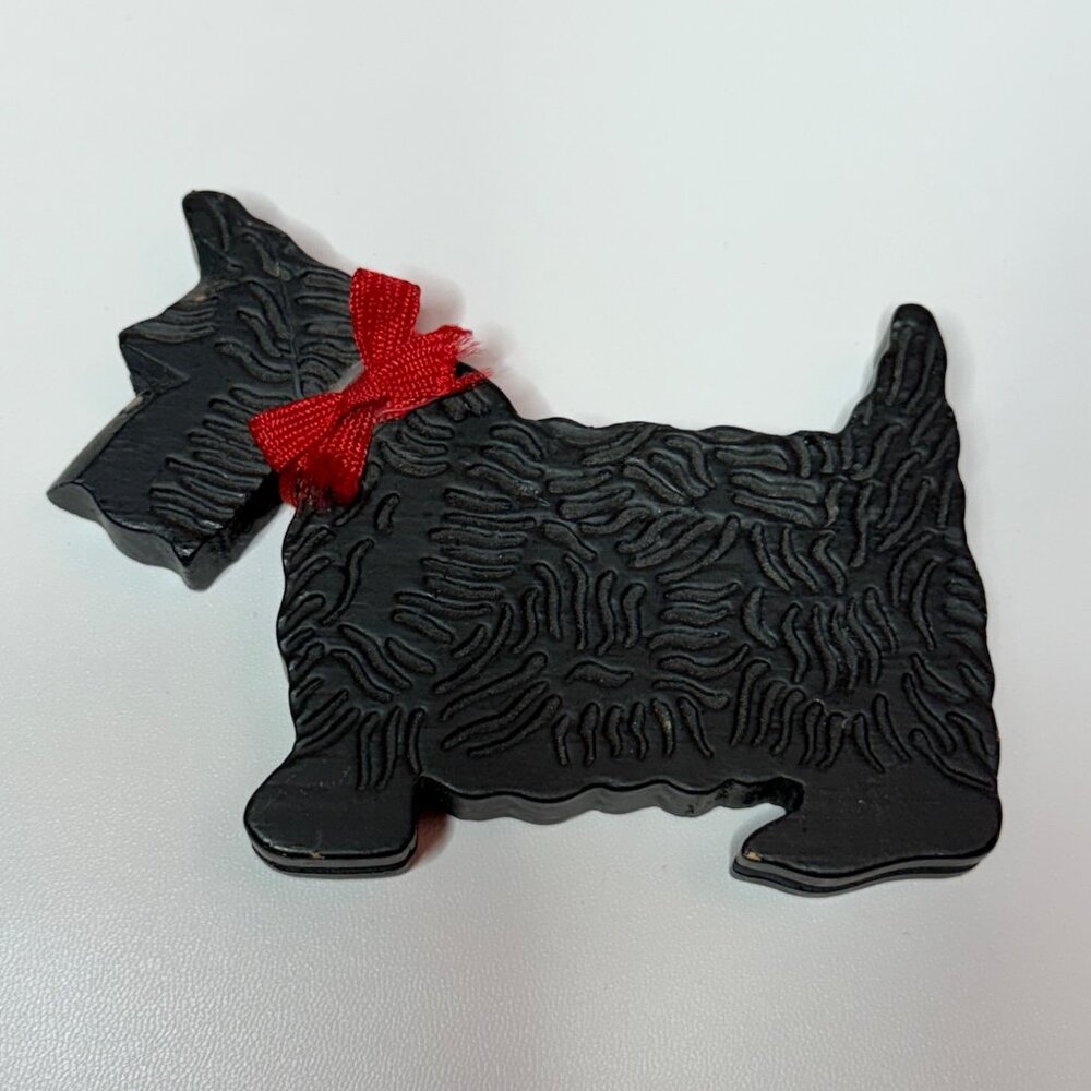 Wood Scottie Dog Christmas Ornament Figurine Vintage Scottish Terrier